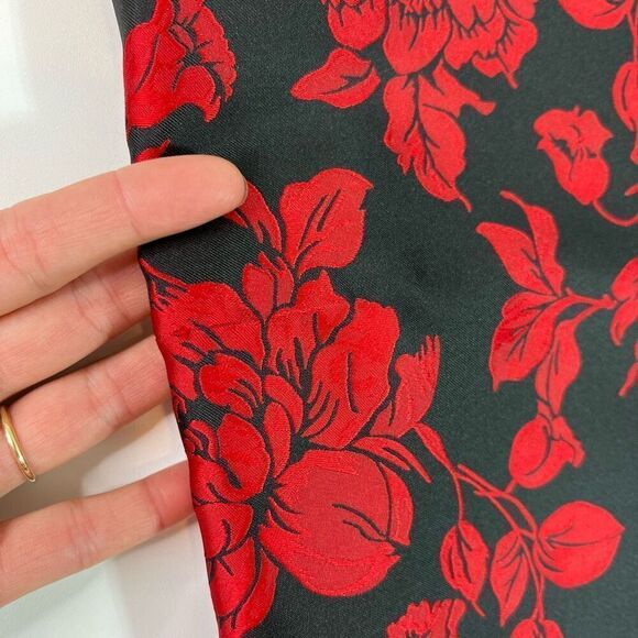 Talbots Dress Women's 8 Black & Red Bow Floral Jacquard A-Line Short Sleeve - Picture 7 of 10